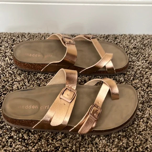 Madden Girl Rose Gold Buckle Sandals